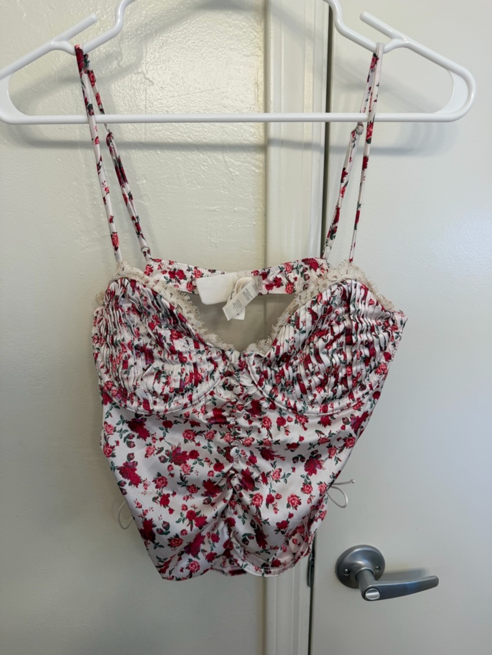 For Love & Lemons Melrose Bustier Floral Lace Ruched Top Size XL - Picture 4 of 11